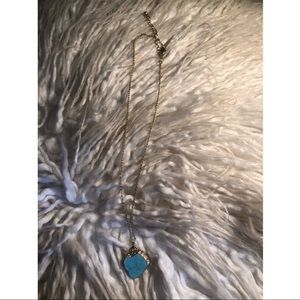 Gold blue gemstone chain necklace